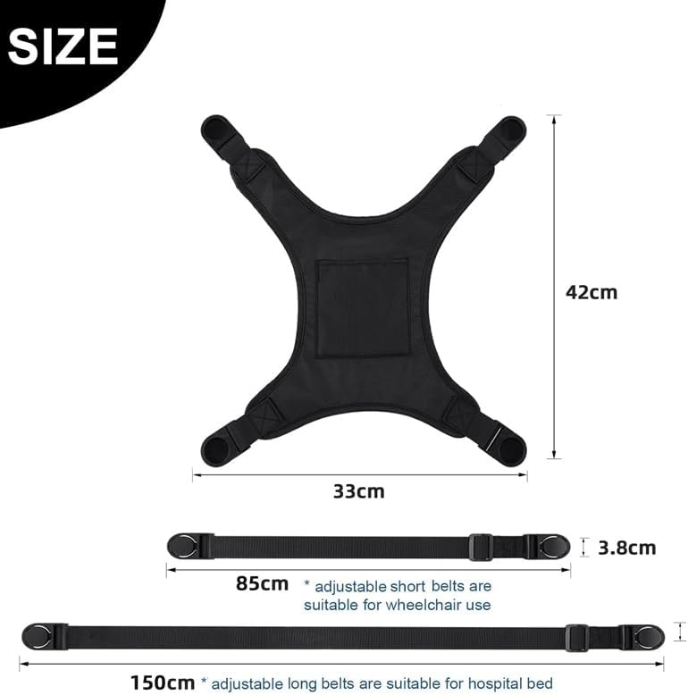SOFFRIA Wheelchair Seat Belt for Adults Chest Harness Safety Strap for Elderly & Disabled Torso Support with Adjustable Anti-Slip Restraint Vest Black - Image 5
